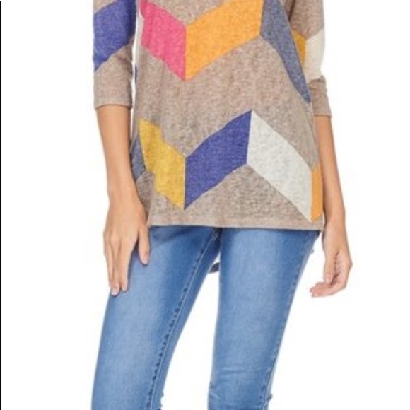 Multi Color 3/4 Sleeve Sweater - Picture 2 of 2